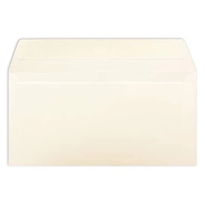 Abbildung von 75 DIN Lang Brief Umschläge Creme 11 x 22 cm 120 g/m² Haftklebung Standard Kuverts für Taufe &amp; Einladungen von Ihrem Glüxx Agent