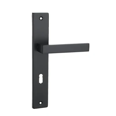 Abbildung von domino Türgriff 72 Drückergarnitur BB Buntbart Set Langschildgarnitur Türklinke für Zimmertür, Bürotür, Kellertür &amp; Innentür L Form Türbeschläge aus Aluminiuml Schwarz QUBIK BLACK