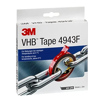 Abbildung von 3M VHB 4943F Montage Klebeband doppelseitig für Verklebungen bei niedrigen Temperaturen ab 0 C 19mm x 3m, Grau, Dicke: 1.1mm (1 er Pack)