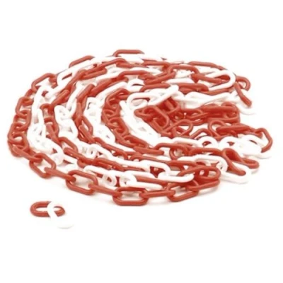 Abbildung von Perel Absperrkette zum Markieren, Absichern oder Absperren von Gefahrenzonen, Baustellen, Bereichen und Wegen, Innen Außenbereich, Kunststoff, Rot/Weiß, 5 m, 6 mm