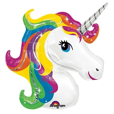 Abbildung von Folie Ballon Supershape Rainbow Unicorn 87x107cm