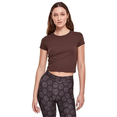 Abbildung von Urban Classics Stretch Jersey Cropped TEE Tshirt basic, Damen, Größe: 3XL, Brown