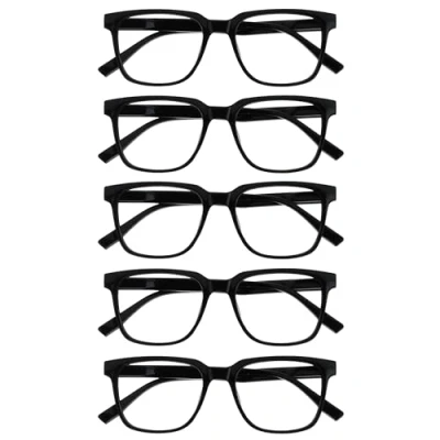 Abbildung von OPULIZE LEO Lesebrille 5er Pack Großes Rechteckiges Gestell Schwarz Herren Damen Federscharniere RRRRR55 1 +1.50