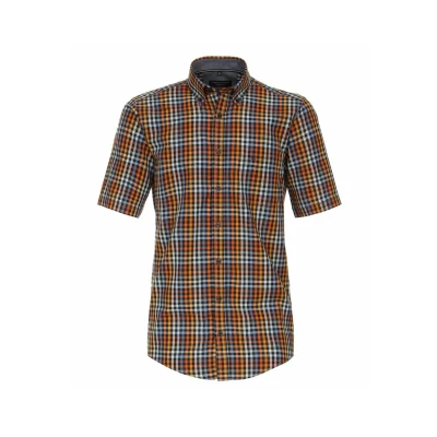 Abbildung von CASAMODA Casual Fit Hemd Halbarm Button Down Kragen Karo orange Gr. M