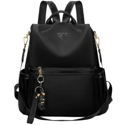 Abbildung von Leathario Rucksakck Damen klein,Diebstahlsicher Cityrucksack,PX4 Wasserdichtere Rucksackhandtasche,Eleganter Tagesrucksack für Büro,Pendeln,Arbeit,Backpack Women Reisen,Einkaufen,Schwarz