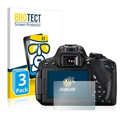 Abbildung von BROTECT Schutzglas für Canon EOS 700D (3 Stück) Schutzfolie Panzer Folie Glas [Extrem Kratzfest 9H, Anti Fingerprint, Ultra Transparent]