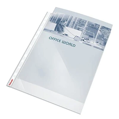 Abbildung von Leitz Esselte Standard Prospekthüllen Set, 50 Stück, A4 Format, Farblos mit glänzender Oberfläche, Obere Öffnung, 0,055 mm PP Folie, 925008