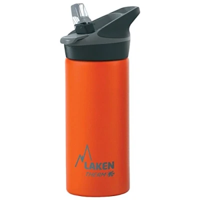 Abbildung von Edelstahlthermoskanne mit Automatikdeckel Jannu Orange, 500ml, Laken