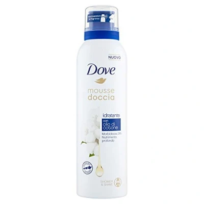 Abbildung von Dove Duschmousse mit feuchtigkeitsspendender Creme Baumwollöl, 200 ml