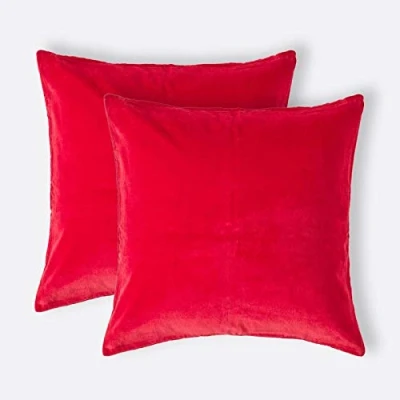 Abbildung von Homescapes 2 Samt Kissenhüllen im Set, rot, weiche Zierkissenbezüge 40 x cm, Dekokissenhüllen für Zierkissen und Sofakissen mit verdecktem Reißverschluss