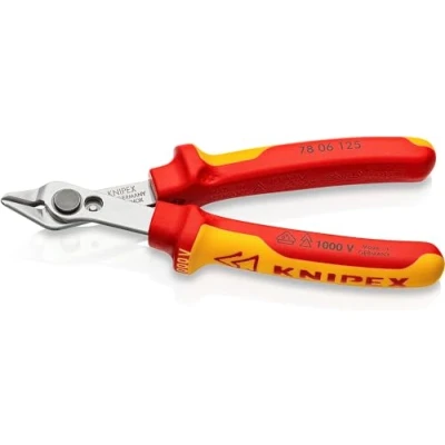 Abbildung von Knipex Electronic Super Knips® VDE isoliert mit Mehrkomponenten Hüllen, geprüft 125 mm (SB Karte/Blister) 78 06 SB