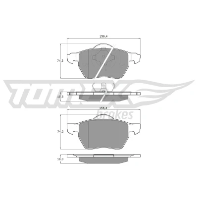 Abbildung von TOMEX brakes TX 13 131 Bremsbelagsatz Vorderachse VOLVO: V70 I, XC70 I Cross Country, C70 Coupe
