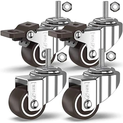Abbildung von GBL Möbelrollen Schwerlast mit 2 Bremsen + Schrauben 25mm M8x20mm Gewinde 40KG 4 Lenkrollen klein Möbel Bremse keine Spuren &amp; Leise Schwerlastrollen