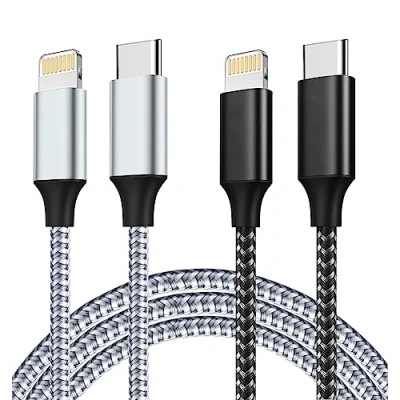 Abbildung von IDISON USB C Lightning Kabel 2PACK 1M+2M,MFI Zertifiziertes auf schnellladekabel 27W,3A Nylon für iPhone 11,12,13 Pro Max mini XS XR X 8 7 6 6s Plus