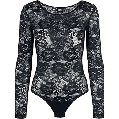 Abbildung von Urban Classics Ladies LACE Longsleeve BODY Bluse, Damen, Größe: 3XL, Black