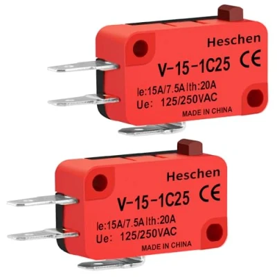 Abbildung von Heschen Mikroschalter V 15 1C25 SPDT Tastentyp 20A 250VAC, 2er Pack