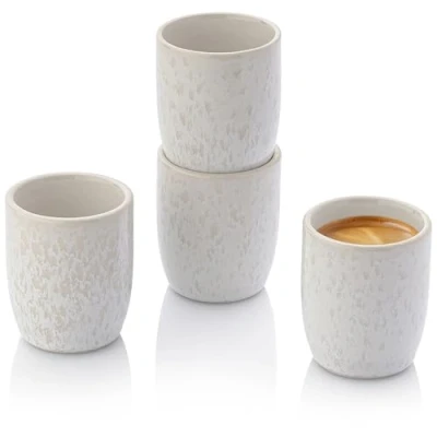 Abbildung von SÄNGER Becher Korfu Espressobecher Set (4 teilig), Steingut, Creme Farben mit sandiger Maserung, Handmade, Premium Collection