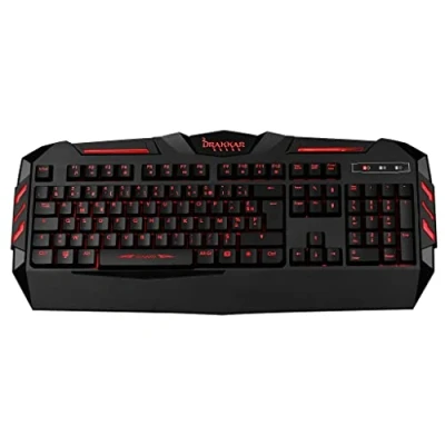 Abbildung von Konix Drakkar Kabelgebundene Gaming Tastatur mit Membran Utgard AZERTY Anti Ghosting Rotes Hintergrundlicht 1,6 m Kabel