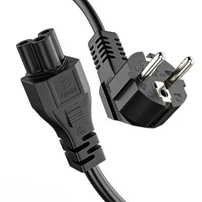 Abbildung von ETEC Stromkabel 3 Polig, 3,0m, Schuko Stecker Schutzkontakt Netzstecker auf C5 Buchse, Netzteil Strom Kabel Netzkabel für PC Monitor Drucker, Schwarz