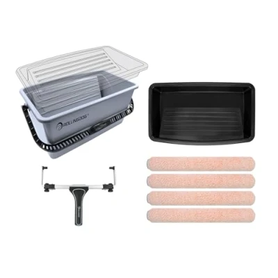 Abbildung von ROLLINGDOG 45,7 cm Große Farbroller Set mit Mikrofaser Farbrollenhüllen, Farbrollenrahmen, Farbwanne und Tablett für die schnelle Lackierung großer Flächen