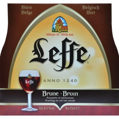 Abbildung von Original Belgisches Bier Leffe Braun obergäriges Klosterbier aus Belgien, 8 Flaschen 330 ml. inc. 0.64 MEHRWEG Pfand