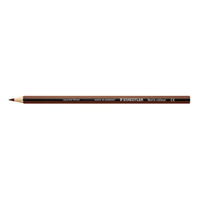Abbildung von STAEDTLER Buntstifte Noris colour, van dyke brown, rutschfeste Soft Oberfläche, hohe Bruchfestigkeit, Made from Upcycled Wood, intensive Farben, Sechskantformat, 12 Farbstifte, 185 76