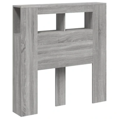 Abbildung von vidaXL LED Kopfteil, Bettkopfteil mit Leuchten, Betthaupt Ablagen, Bettzubehör Schlafzimmer, Grau Sonoma 100x18,5x103,5cm Holzwerkstoff