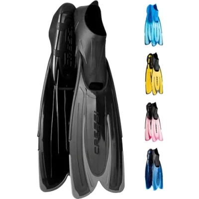 Abbildung von Cressi Agua Unisex Premium Flossen Self Adjusting zum Tauchen, Apnoe, Schnorcheln und Schwimmen, Schwarz (Schwarz/Silber), 37/38