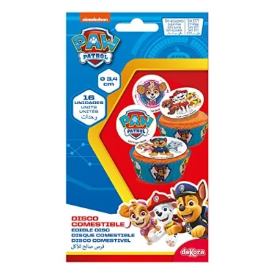 Abbildung von dekora 16 essbare Mini Scheiben der Paw Patrol zum Dekorieren von Kinderfesten