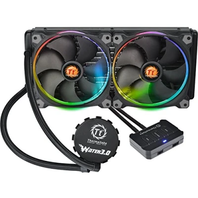 Abbildung von THERMALTAKE Water 3.0 Riing RGB 280 Wasserku 2x14cmPWM Intel 2011v3/2011/1366/1150/1151/1155/1156 AMD FM2+/FM2/FM1/AM3+/AM3/AM2+/AM2