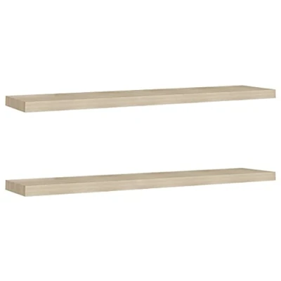 Abbildung von vidaXL 2X Wandregal Schwebend Hängeregal Wandboard Bücherregal Regalbrett Schweberegal CD DVD Regal Wand Dekoregal Eichefarben 120x23,5x3,8cm MDF