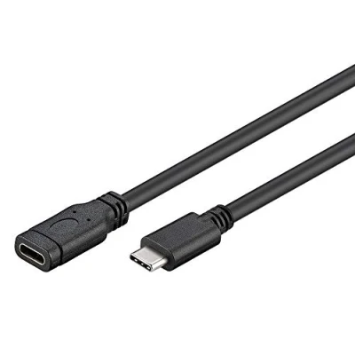Abbildung von PremiumCord USB C 3.1 Verlängerungskabel 1m, Datenkabel SuperSpeed bis zu 5Gbit/s, Ladekabel, Generation 1 Typ Buchse auf Stecker, Farbe schwarz, Länge 1m
