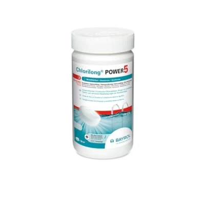 Abbildung von BAYROL Chlorilong POWER 5 Pool Desinfektion in 1 Chlortabletten 250g, sehr hoher Aktivchlor Gehalt, langsam löslich 1,25 kg