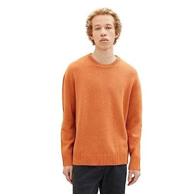 Abbildung von TOM TAILOR Denim Herren 1038266 Loose Fit Crew Neck Strick Pullover, 32247 soft Autumn Rust, L
