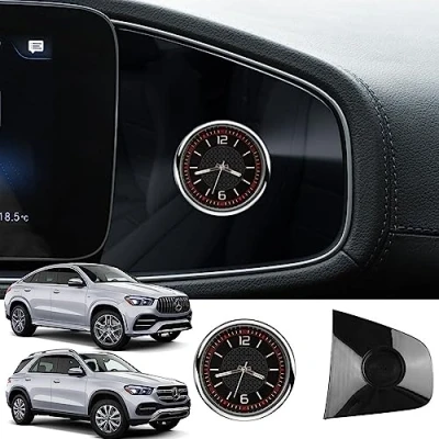 Abbildung von Braveking1 Kohlefaser Auto Mittelkonsolenuhr Quarzuhr Abdeckungsverkleidung für Mercedes Benz GLE 350 450 AMG 53 Coupé 63 S GLS 580 20202023 W167 X167 V167 Innenzubehör
