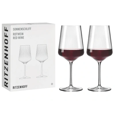 Abbildung von RITZENHOFF 8000002 Rotweinglas 500 ml Serie Sonnenschliff 2 Stück im Geschenk Set, modern Made in Germany