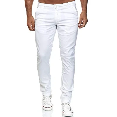 Abbildung von Elara Herren Chino Hose Slim Fit Stretch Chunkyrayan MEL009 Weiß 33/34