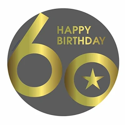 Abbildung von Essbarer Tortenaufleger 60. Geburtstag // Kuchendekoration * Tortendekoration (Grau)