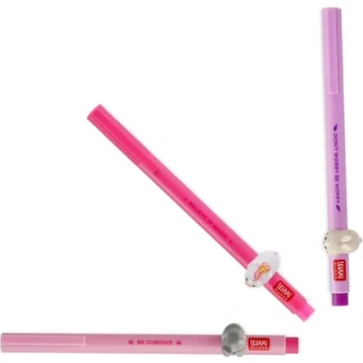 Abbildung von LEGAMI Gelstift Lovely Friends, dekoratives Tier, abnehmbar und neu kombinierbar, verhindert Rollen, feine 0,5 mm Spitze, 3er Set Häschen, Kätzchen Einhorn (PINK)