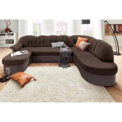 Abbildung von DOMO collection Wohnlandschaft &quot;Elva U Form&quot;, wahlweise mit Bettfunktion und Federkern
