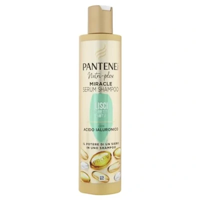 Abbildung von Pantene Pro V Miracle Serum Glattes Seidenshampoo mit Hyaluronsäure, die Kraft eines Serums in einem Shampoo, für krauses und trockenes Haar, 250 ml