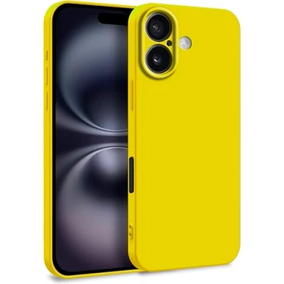 Abbildung von MyGadget Hülle für iPhone 16 Zweilagige Handyhülle mit Kameraschutz Cover Innenfutter &amp; Silikon außen Gelb
