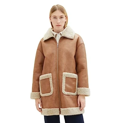 Abbildung von TOM TAILOR Damen 1037575 Sherling Mantel mit Wendefunktion, 32171 blush Mahogany, M