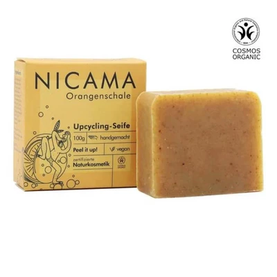 Abbildung von NICAMA Upcyclingseife mit Peelingeffekt Orangenschale 100g 100 g