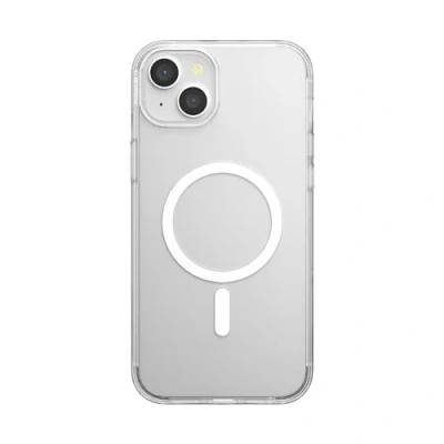 Abbildung von PopSockets iPhone 15 Plus Hülle mit Handygriff und Slide kompatibel MagSafe, Handyhülle für Plus, kabellos aufladbar Clear