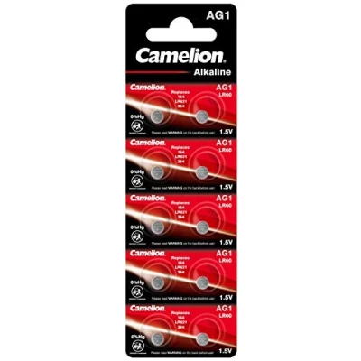 Abbildung von Camelion 12051001 Alkaline Knopfzellen Batterie ohne Quecksilber AG1/LR60/LR621/364 mit 1,5 Volt, 10er Set, Kapazität 14 mAh
