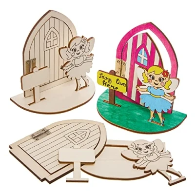 Abbildung von Baker Ross FX588 Feen Landeplatz Bausätze aus Holz 3er Packung, Holzbastel für Kinder