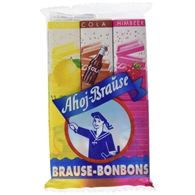 Abbildung von Ahoj Brause Bonbon Stangen Bonbons verpackt als Stange 3 verschiedene Geschmacksrichtungen 36er Pack (36 x 69 g)