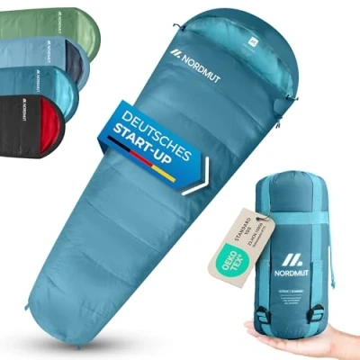 Abbildung von Nordmut Mumienschlafsack Sommerschlafsack Ultraleicht mit kleinem Packmaß [900g]