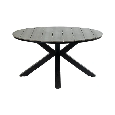 Abbildung von Gartentisch rund &amp; wetterfest für 4 6 Personen ø 120 cm, Aluminium Polywood Grau Limasol Jahreszeiten Gartenmöbel